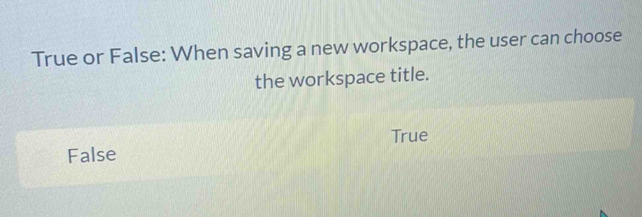true or false: when saving a new workspace, the user can choose the workspace title. false true
