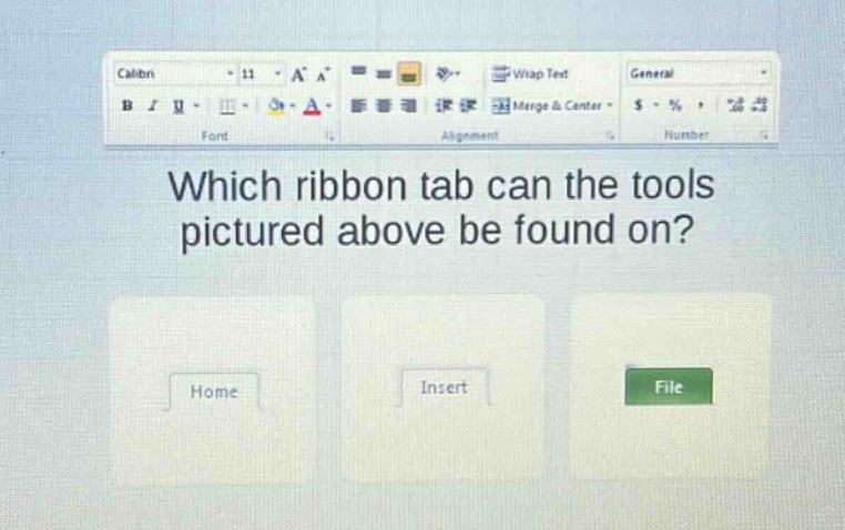 which ribbon tab can the tools pictured above be found on? home insert file