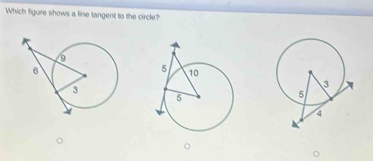 which figure shows a line tangent to the circle?