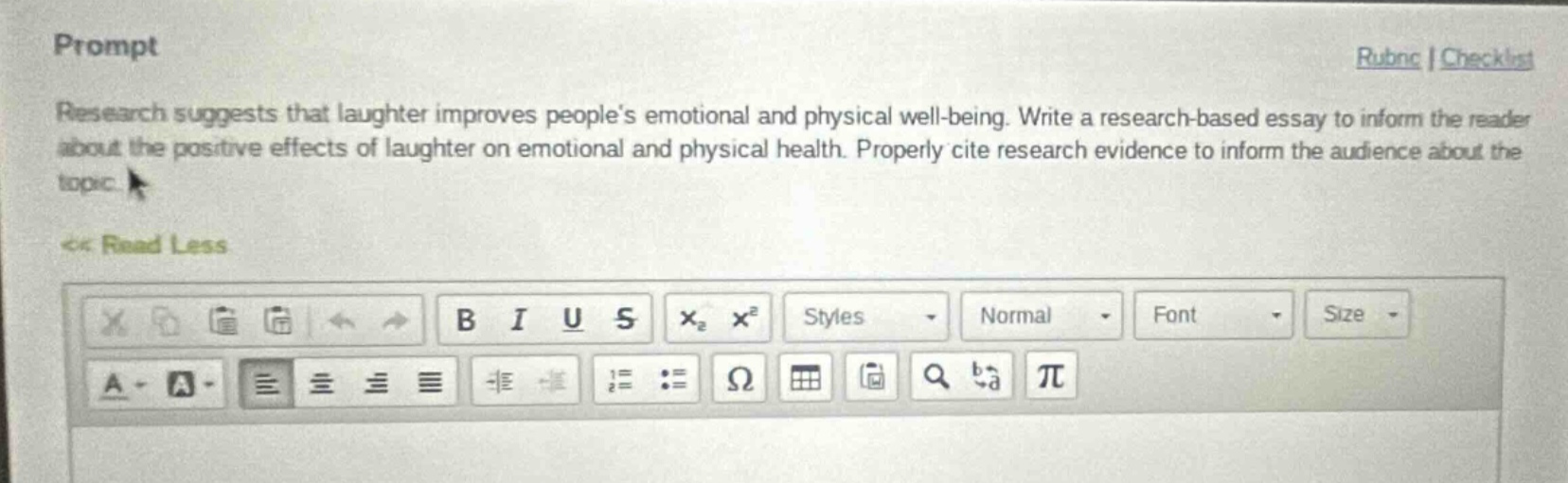 prompt\nresearch suggests that laughter improves peoples emotional and physical well - being. write a research - based essay to inform the reader about the positive effects of laughter on emotional and physical health. properly cite research evidence to inform the audience about the topic.\n<< read less