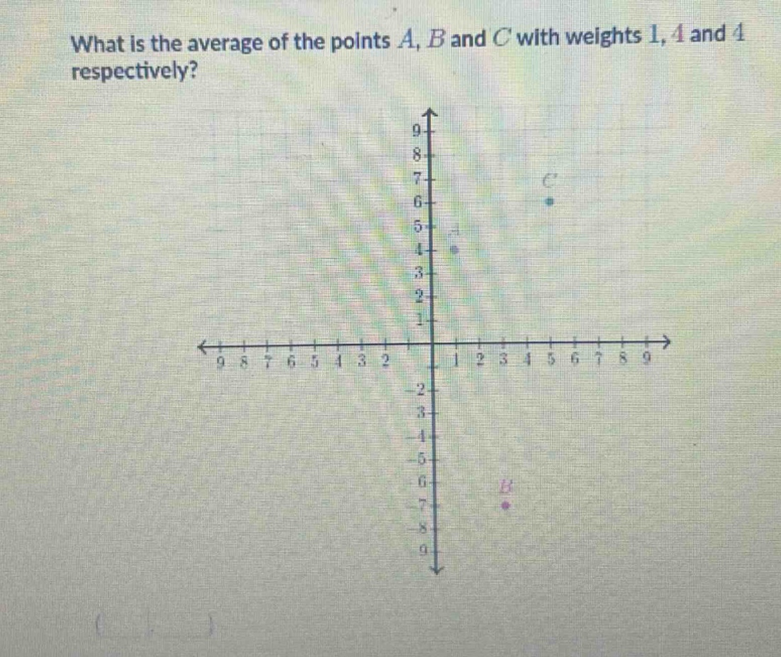 what is the average of the points a, b and c with weights 1, 1 and 1 respectively?