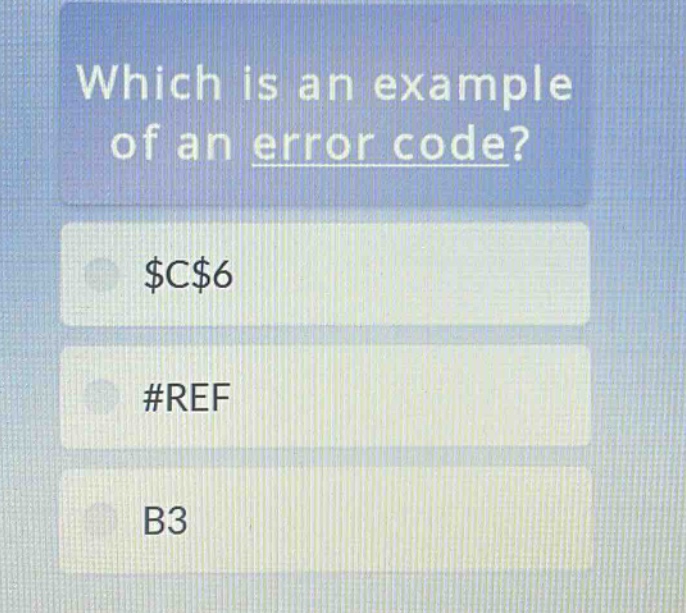 which is an example of an error code? $c$6 #ref b3