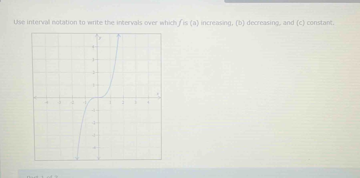 use interval notation to write the intervals over which f is (a) increasing, (b) decreasing, and (c) constant.