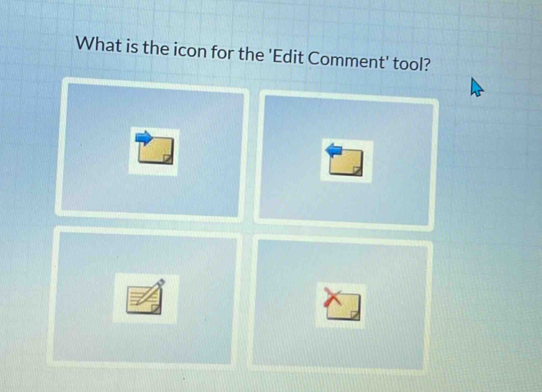 what is the icon for the edit comment tool?