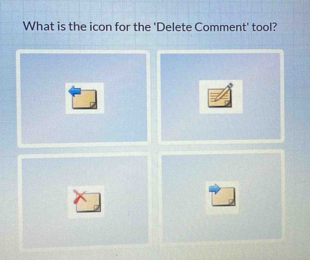 what is the icon for the delete comment tool?