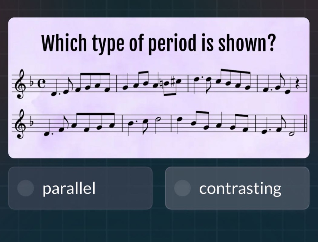 which type of period is shown? parallel contrasting