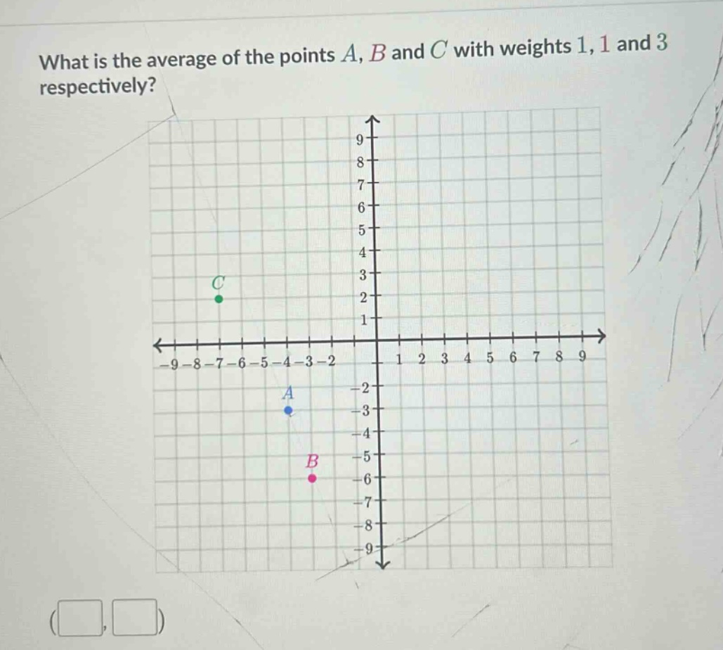 what is the average of the points a, b and c with weights 1, 1 and 3 respectively?