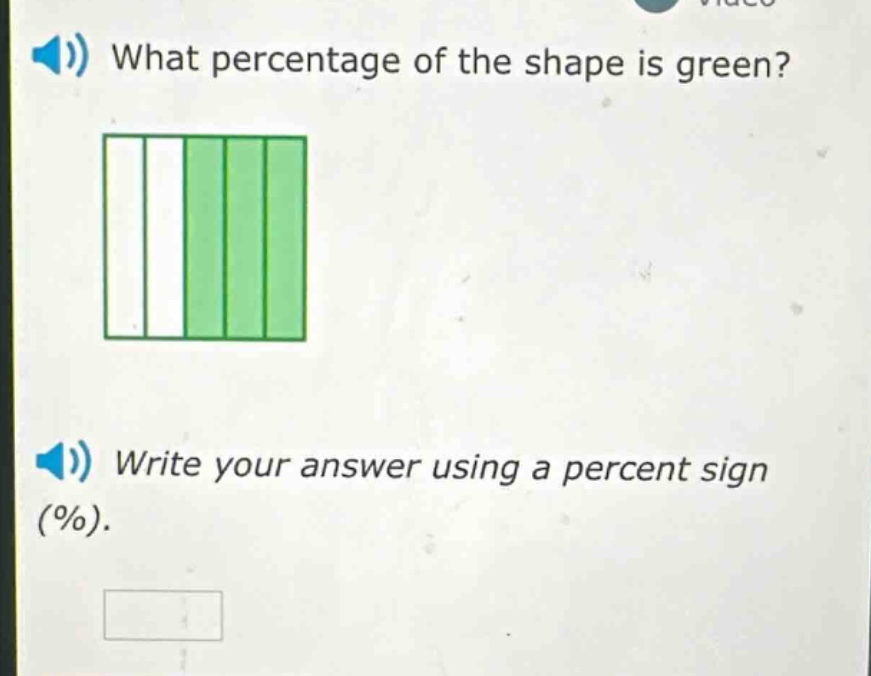 what percentage of the shape is green? write your answer using a percent sign (%).