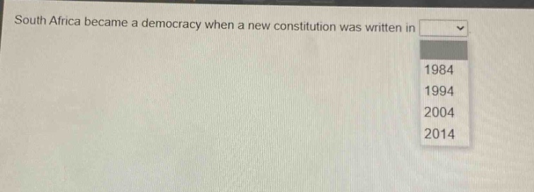south africa became a democracy when a new constitution was written in 1984 1994 2004 2014