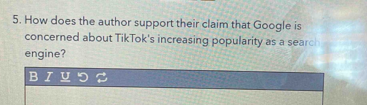 5. how does the author support their claim that google is concerned about tiktoks increasing popularity as a search engine?