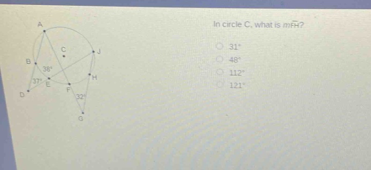 in circle c, what is mfh? 31° 48° 112° 121°