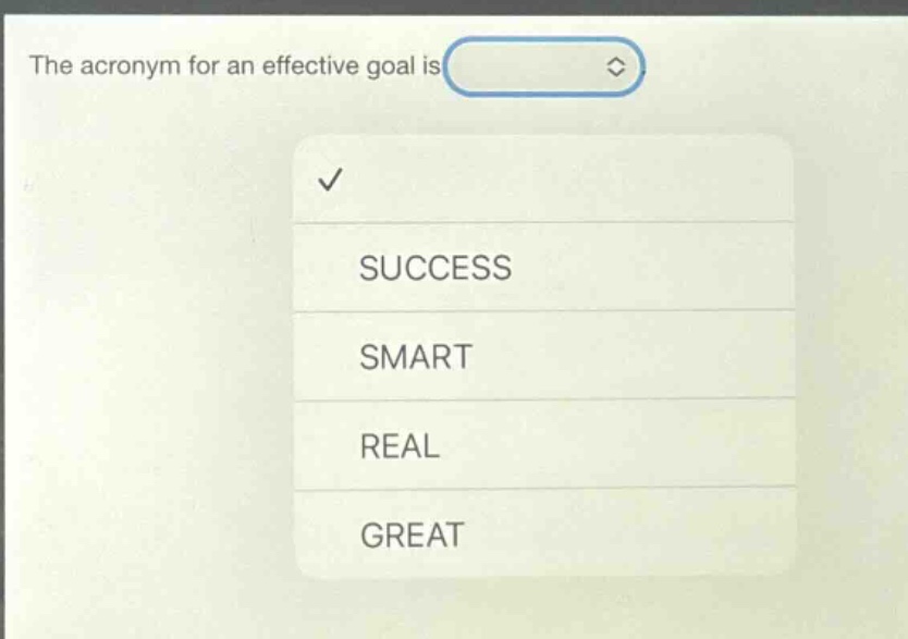 the acronym for an effective goal is success smart real great
