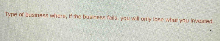 type of business where, if the business fails, you will only lose what you invested.
