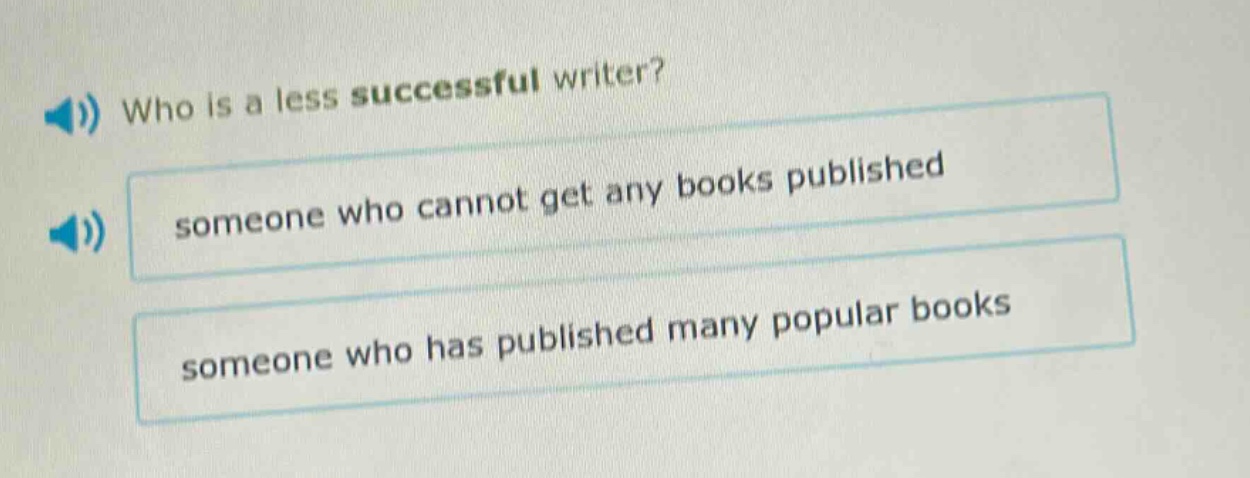 who is a less successful writer? someone who cannot get any books published someone who has published many popular books