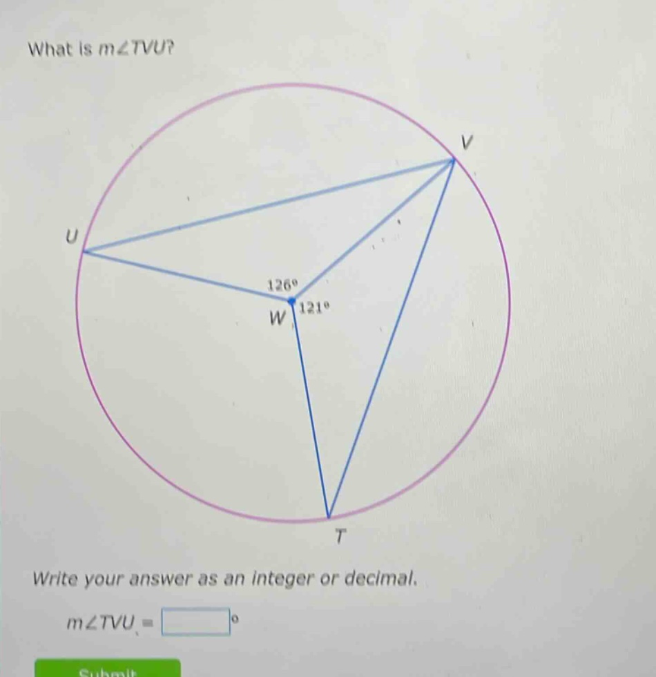 what is m∠tvu? write your answer as an integer or decimal. m∠tvu =