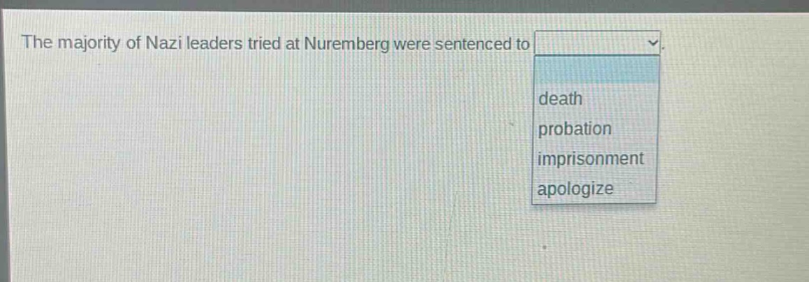 the majority of nazi leaders tried at nuremberg were sentenced to death probation imprisonment apologize