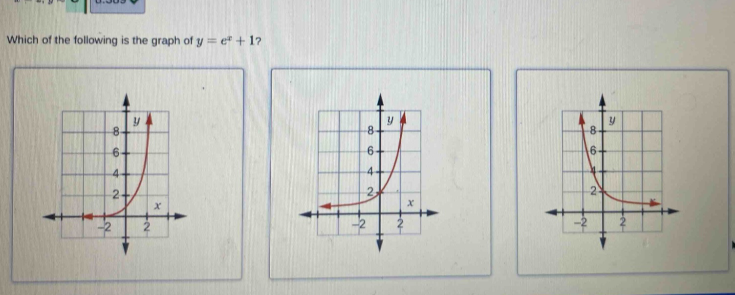 which of the following is the graph of y = e^x + 1?