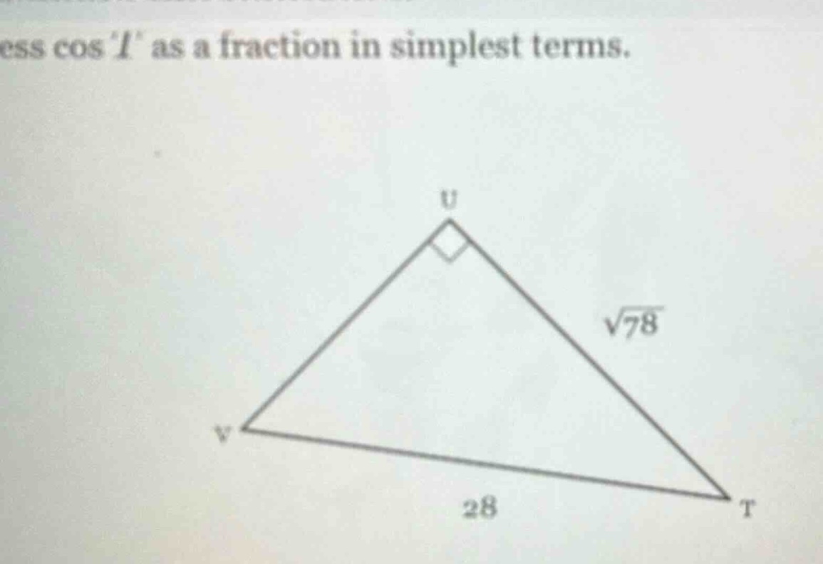 express cos t as a fraction in simplest terms.