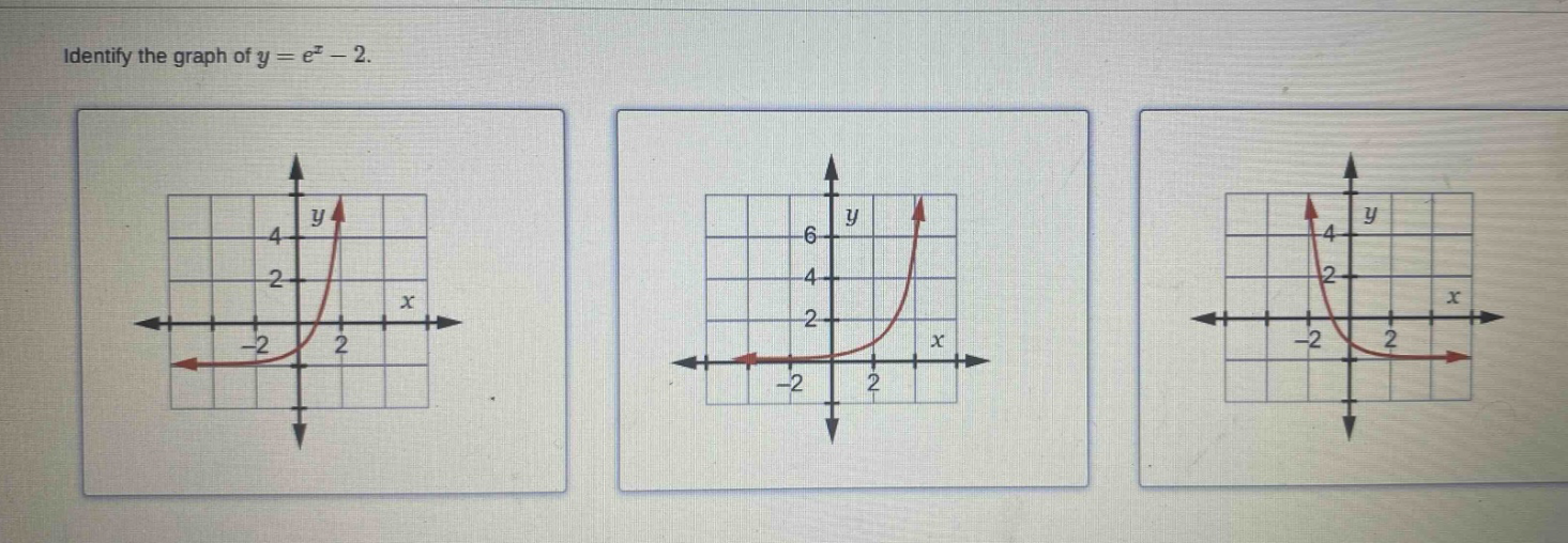 identify the graph of y = e^x - 2.