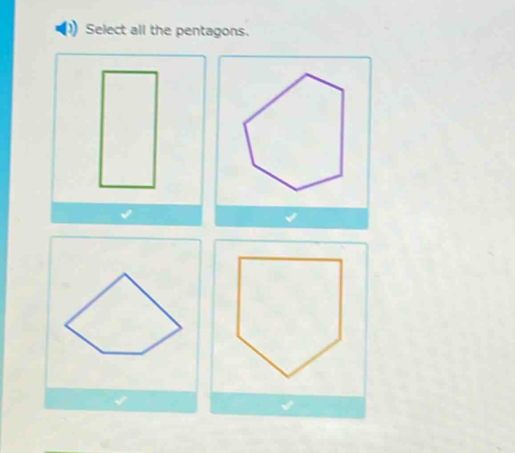 select all the pentagons.