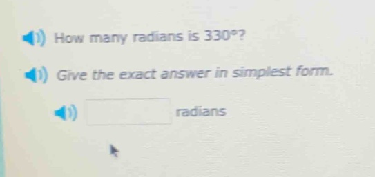 how many radians is 330°? give the exact answer in simplest form. radians