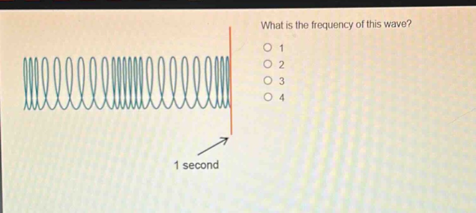 what is the frequency of this wave?\n1\n2\n3\n4\n1 second