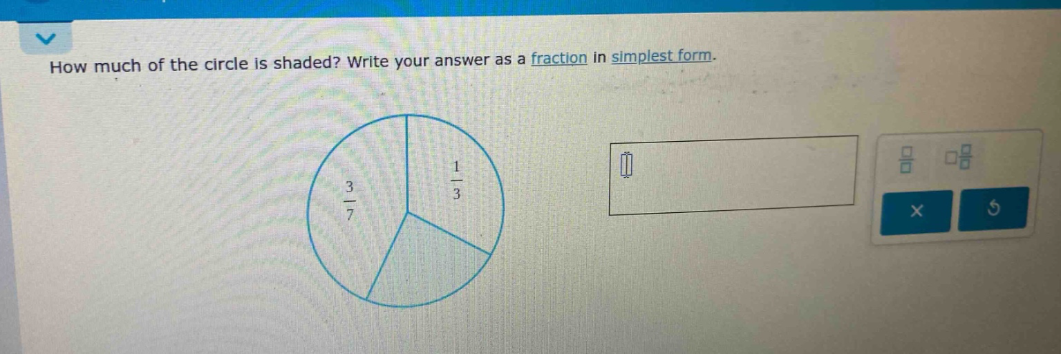 how much of the circle is shaded? write your answer as a fraction in simplest form.
