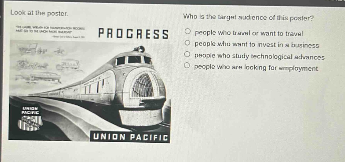 look at the poster. who is the target audience of this poster? people who travel or want to travel people who want to invest in a business people who study technological advances people who are looking for employment