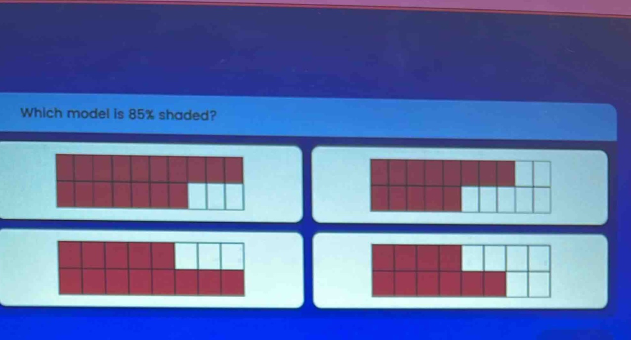 which model is 85% shaded?