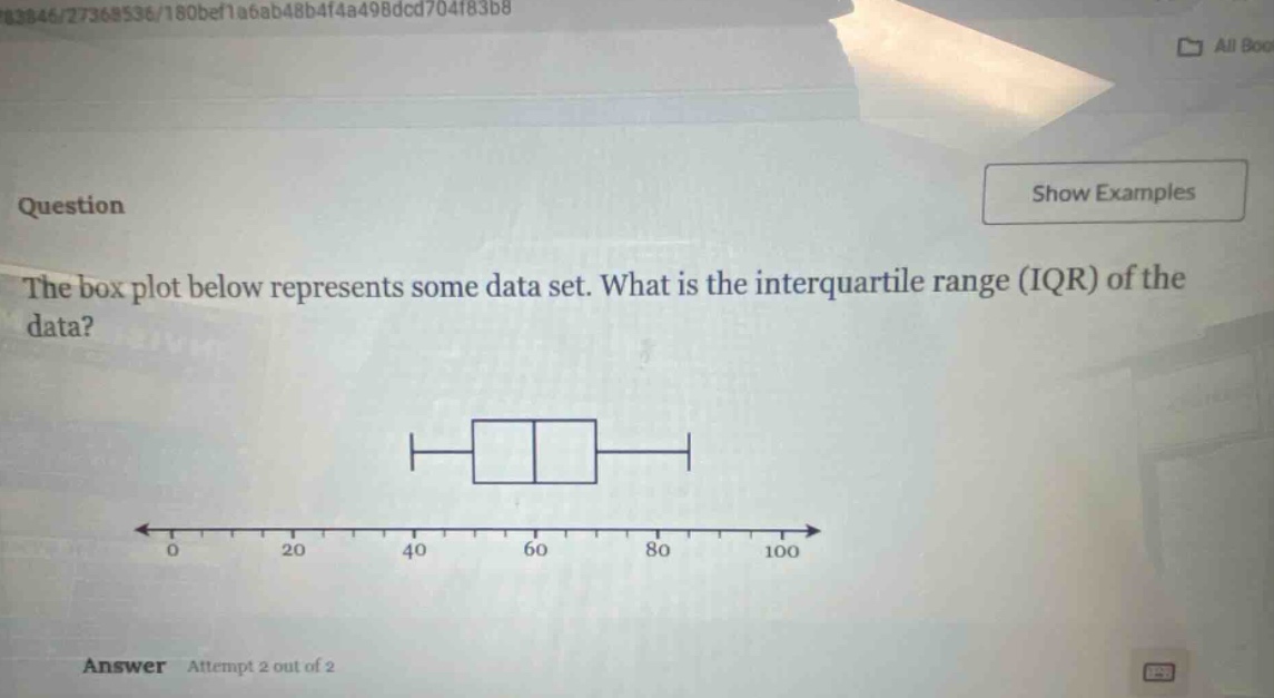 question the box plot below represents some data set. what is the interquartile range (iqr) of the data? answer attempt 2 out of 2