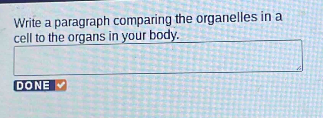 write a paragraph comparing the organelles in a cell to the organs in your body.