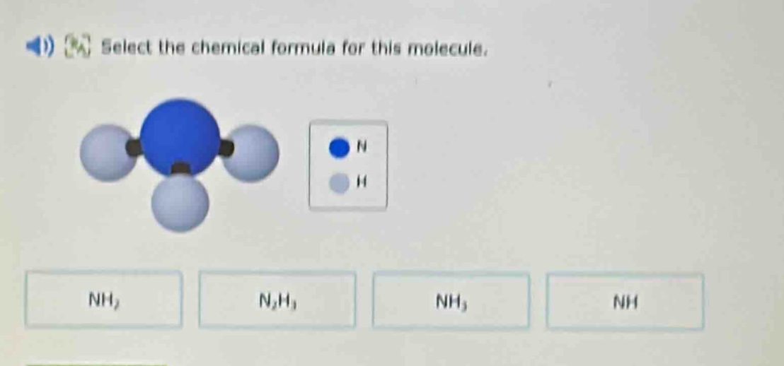 select the chemical formula for this molecule.