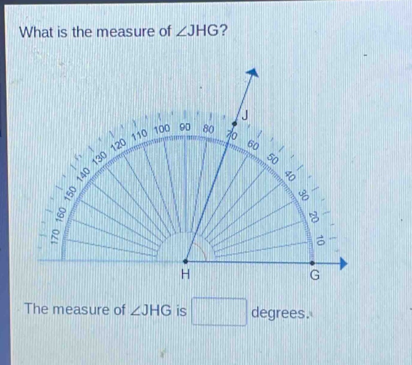 what is the measure of ∠jhg? the measure of ∠jhg is degrees.