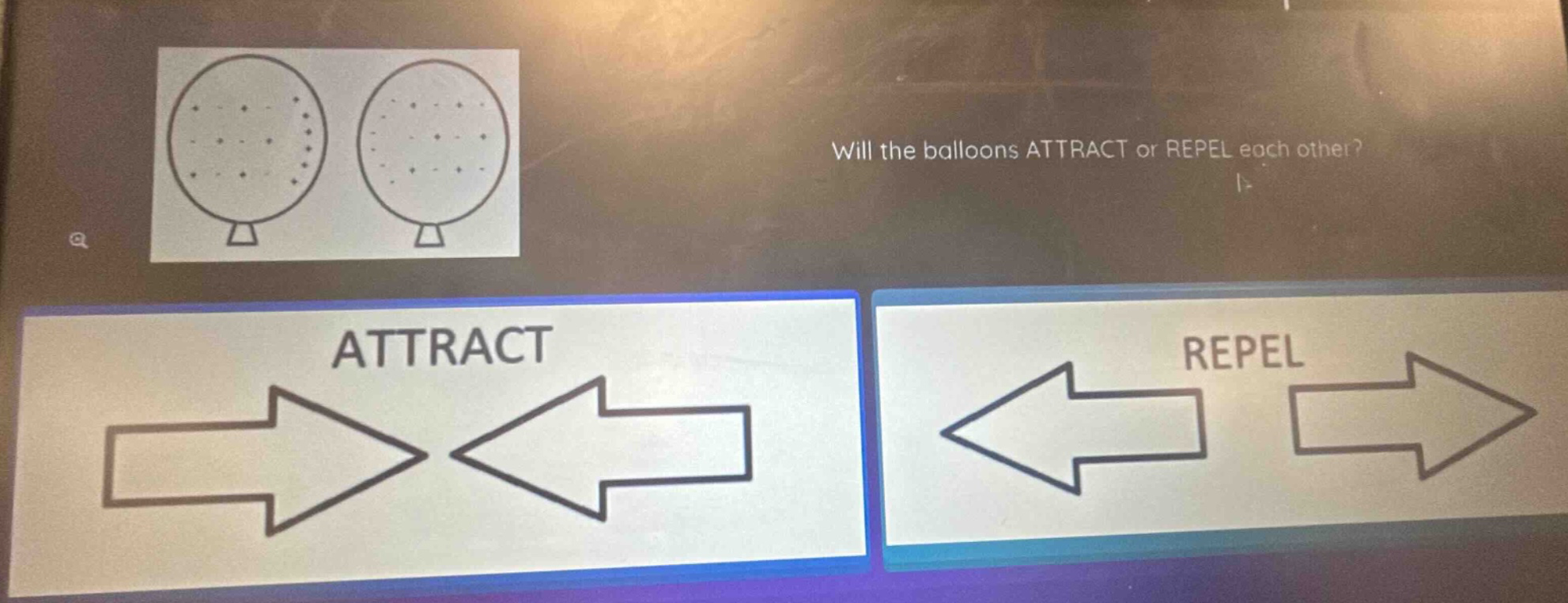 will the balloons attract or repel each other? attract repel