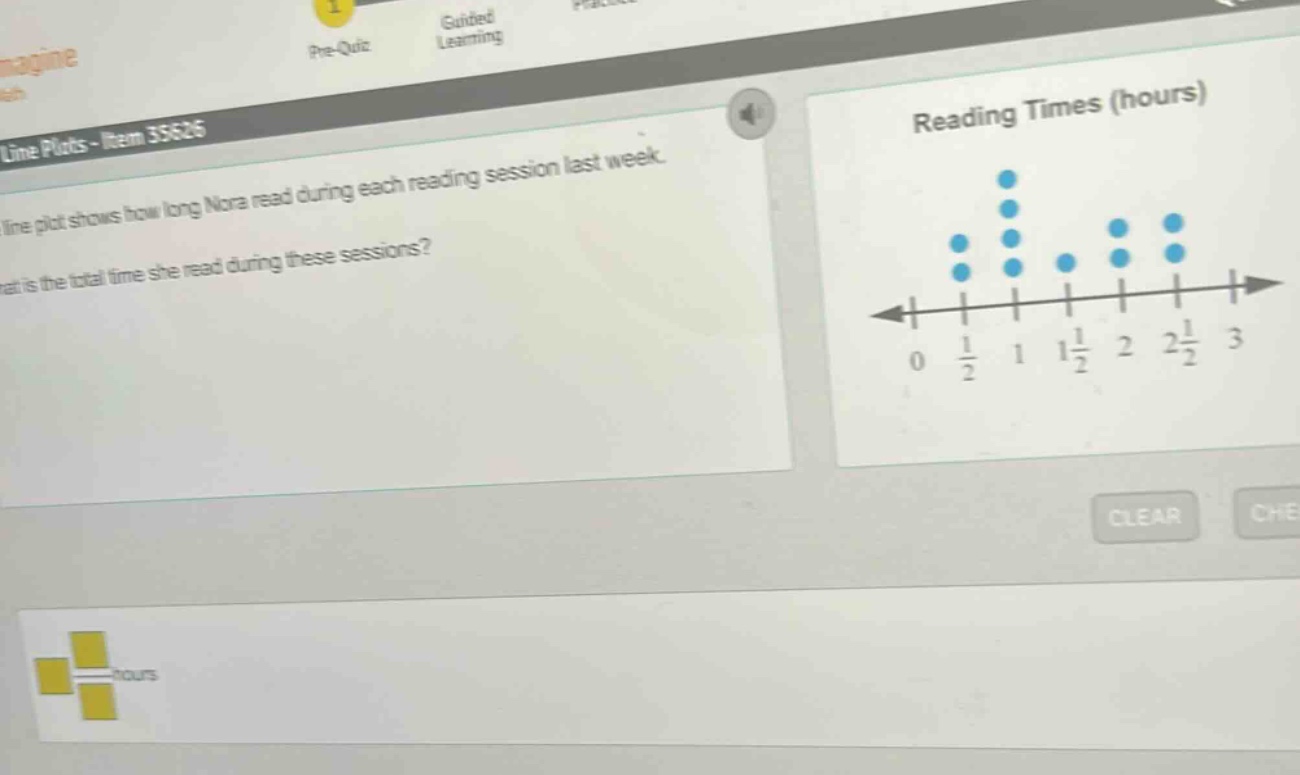 the line plot shows how long nora read during each reading session last week. what is the total time she read during these sessions? reading times (hours)