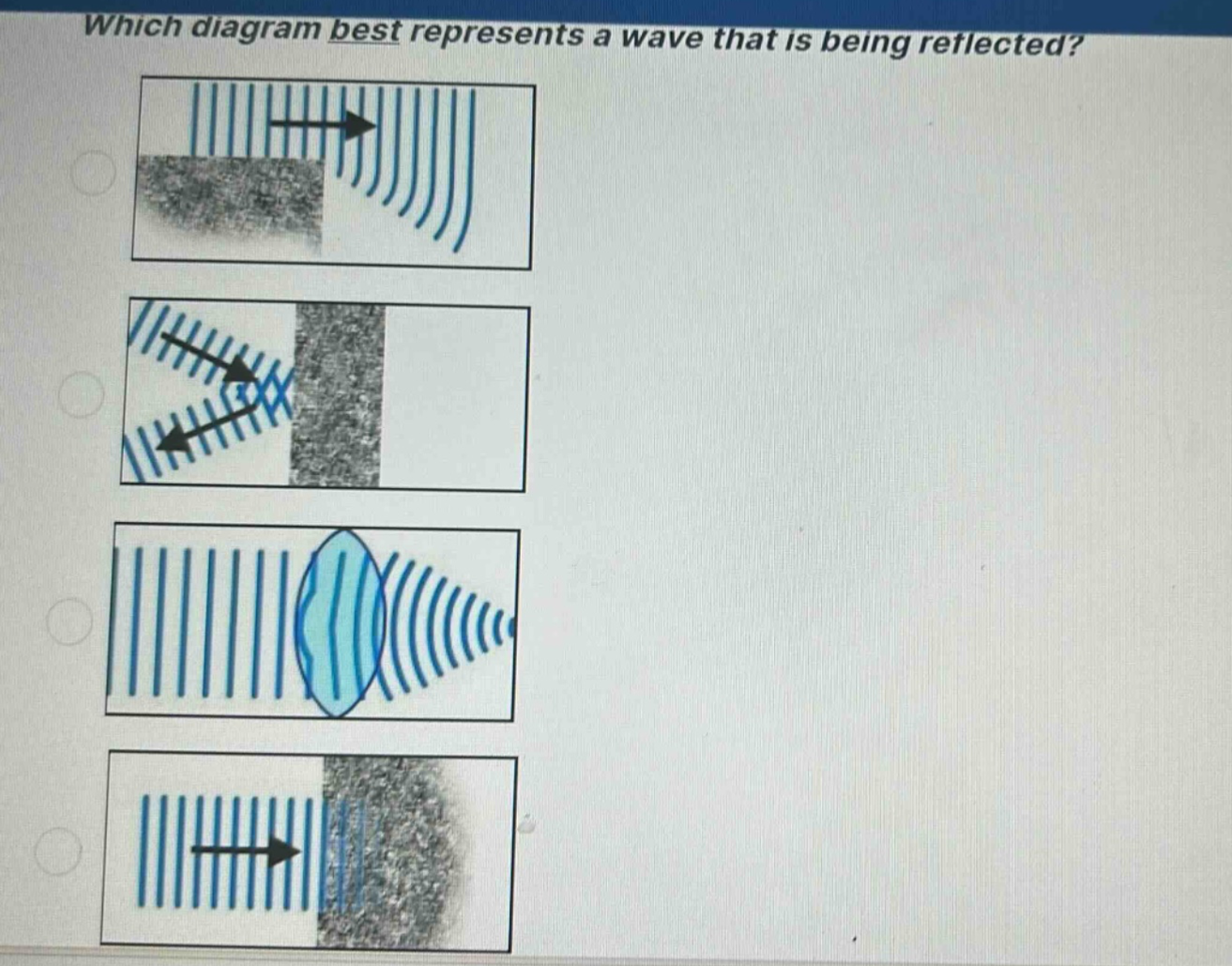which diagram best represents a wave that is being reflected?