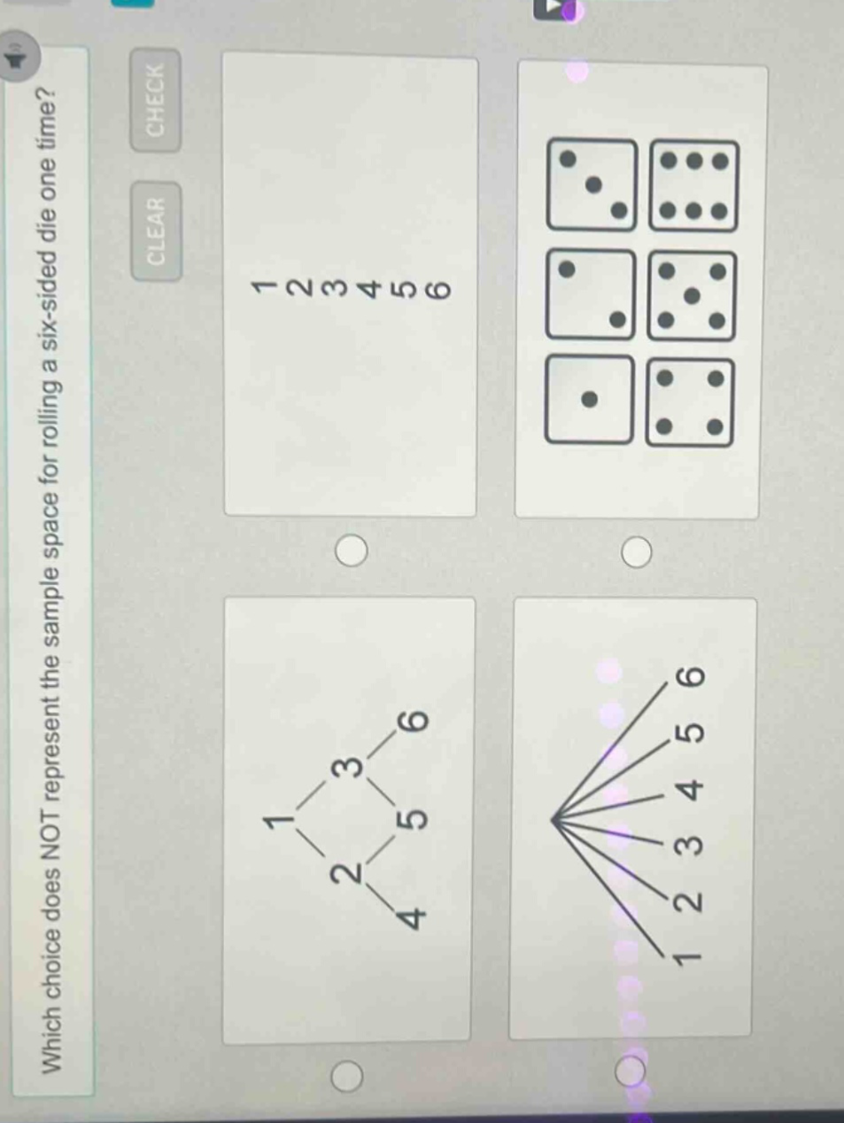 which choice does not represent the sample space for rolling a six - sided die one time?