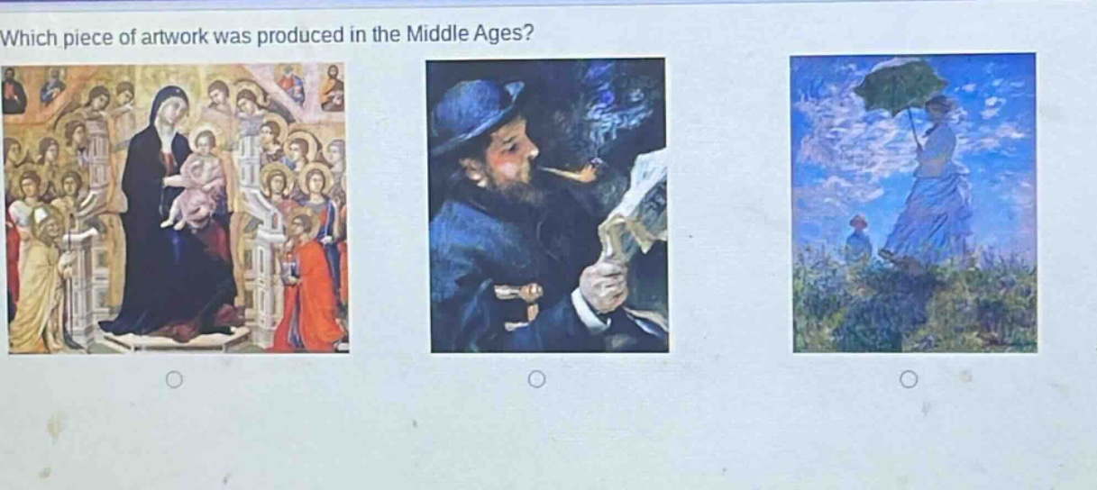 which piece of artwork was produced in the middle ages?