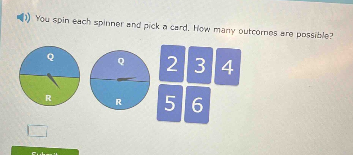 you spin each spinner and pick a card. how many outcomes are possible?