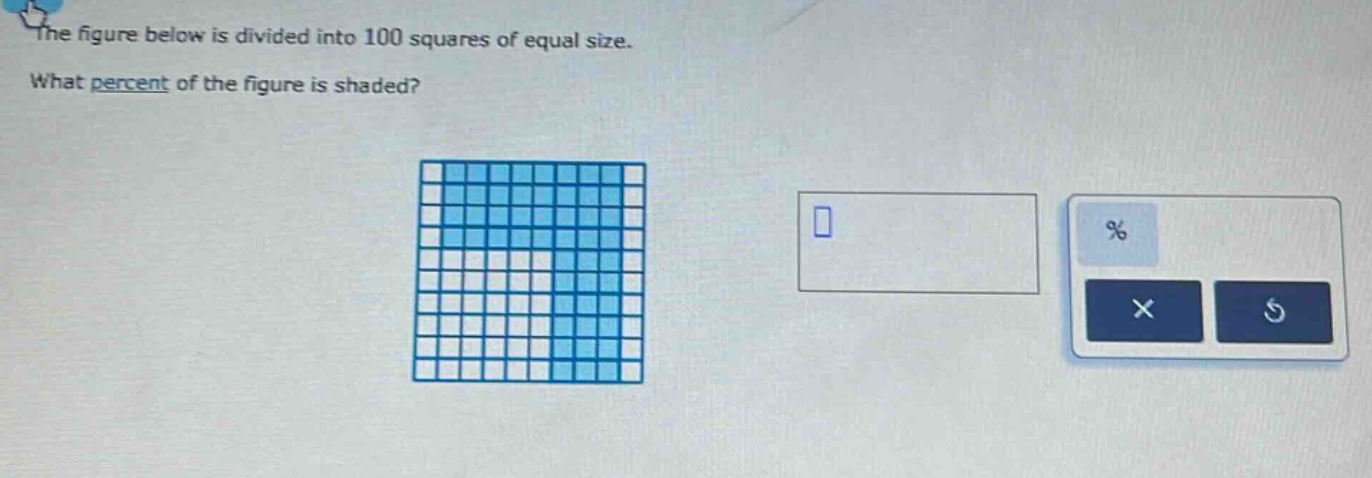 the figure below is divided into 100 squares of equal size. what percent of the figure is shaded?