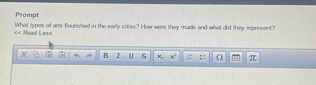 prompt what types of arts flourished in the early cities? how were they made and what did they represent? << read less