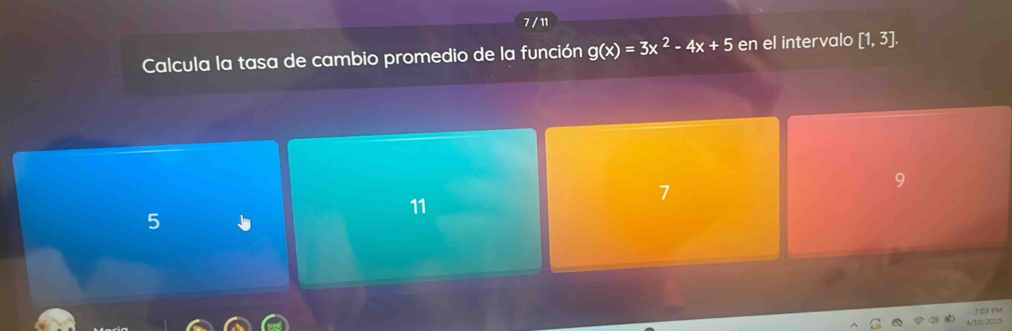 calcula la tasa de cambio promedio de la función g(x) = 3x² - 4x + 5 en el intervalo 1, 3.