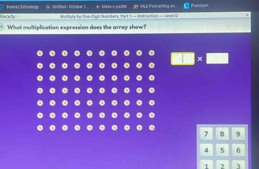 what multiplication expression does the array show?