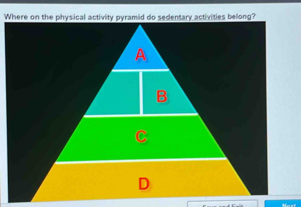 where on the physical activity pyramid do sedentary activities belong?