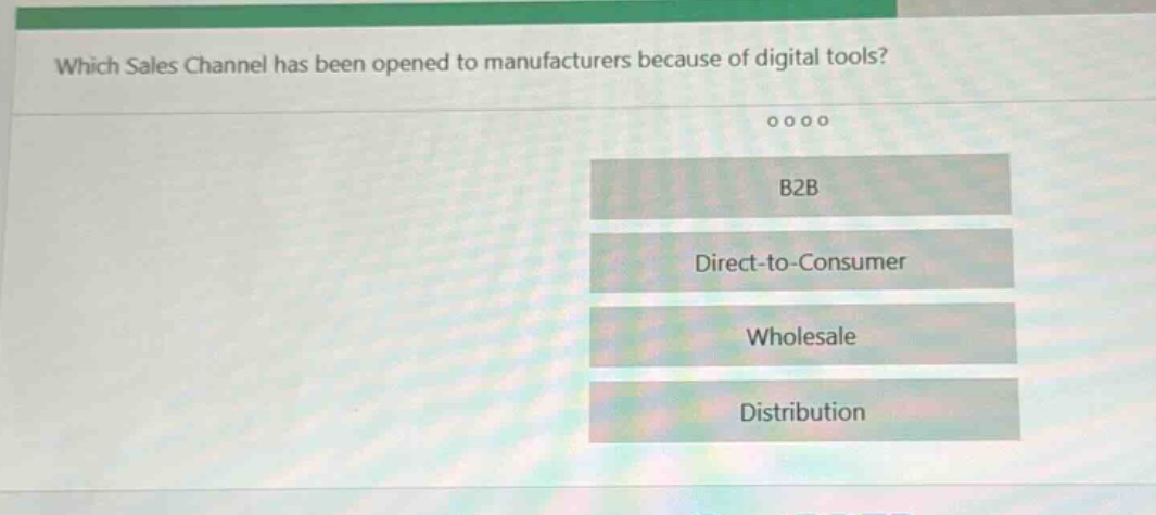 which sales channel has been opened to manufacturers because of digital tools? b2b direct - to - consumer wholesale distribution
