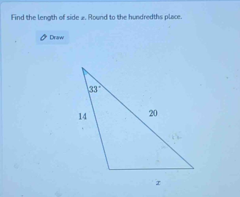 find the length of side x. round to the hundredths place.