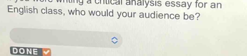 if you were writing a critical analysis essay for an english class, who would your audience be?