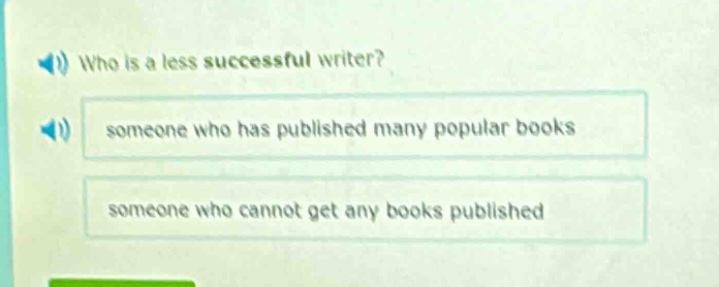 who is a less successful writer? someone who has published many popular books someone who cannot get any books published