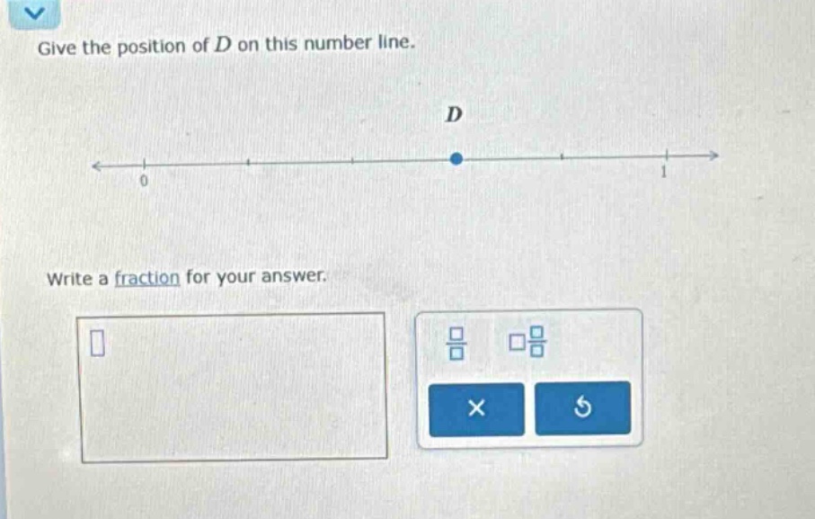give the position of d on this number line. write a fraction for your answer.