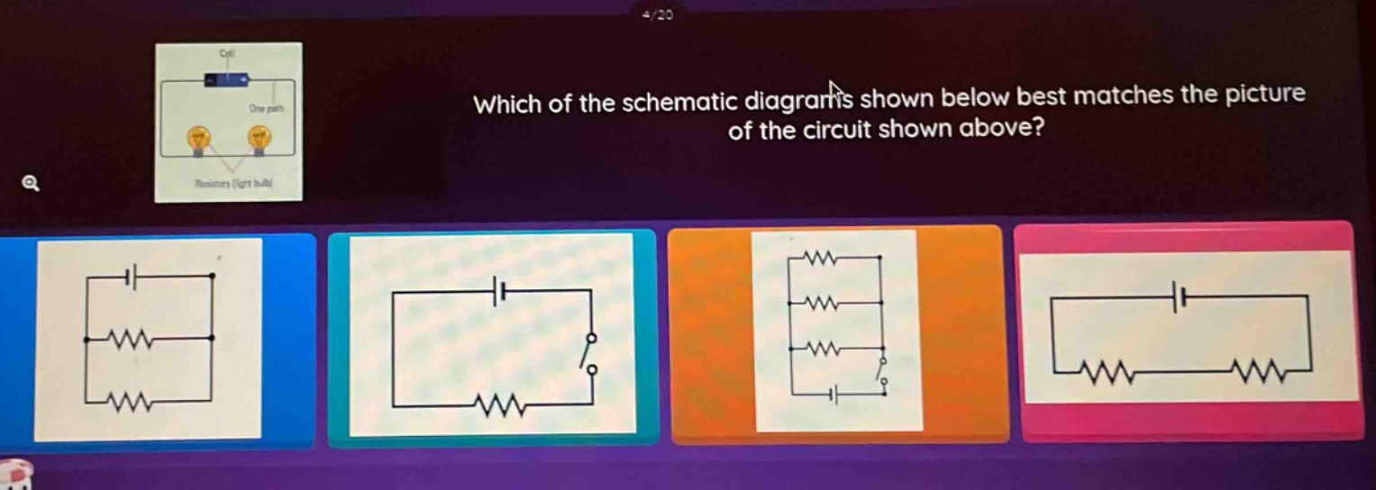 which of the schematic diagrams shown below best matches the picture of the circuit shown above?